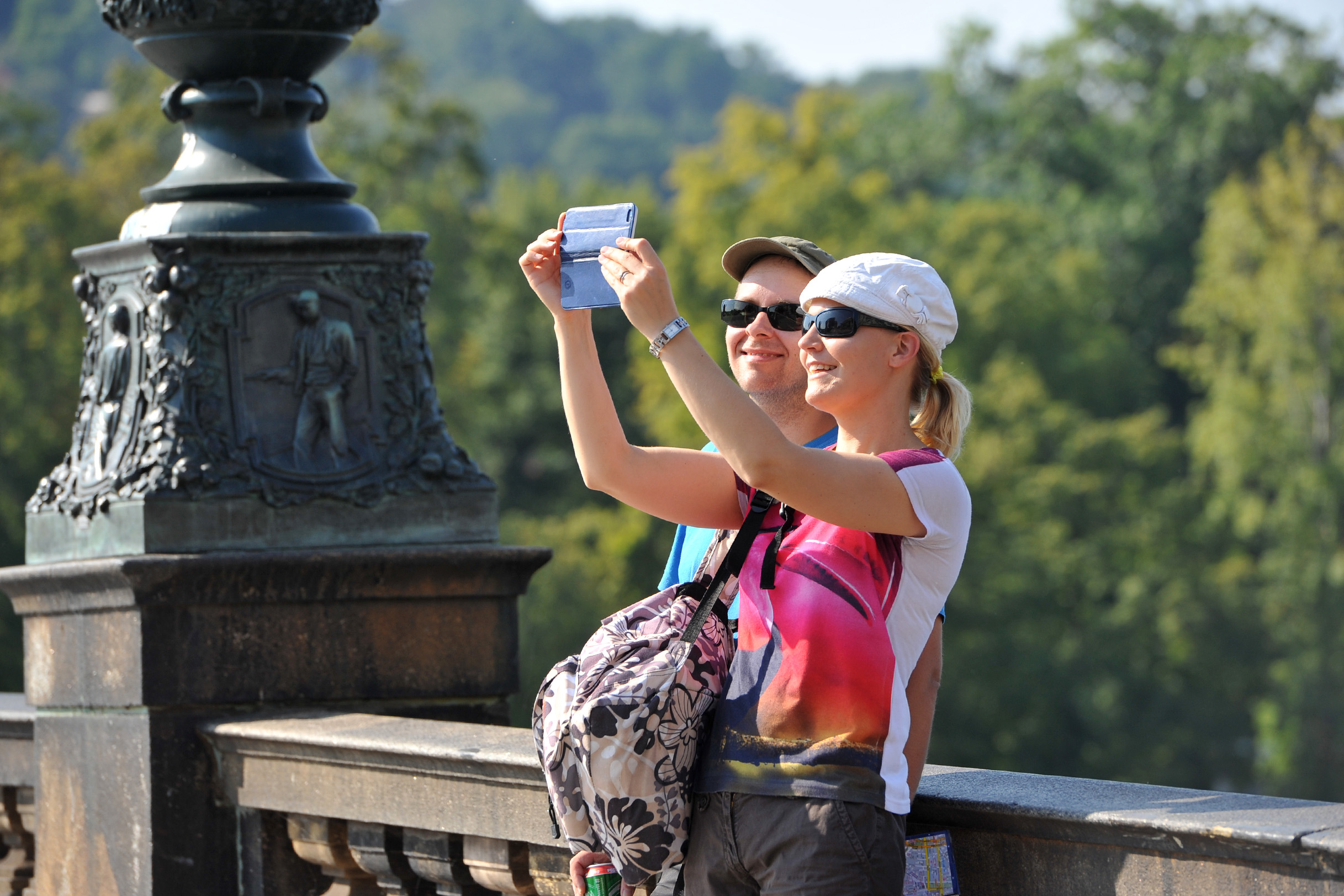 turisismus, turista, mobil, focení selfie