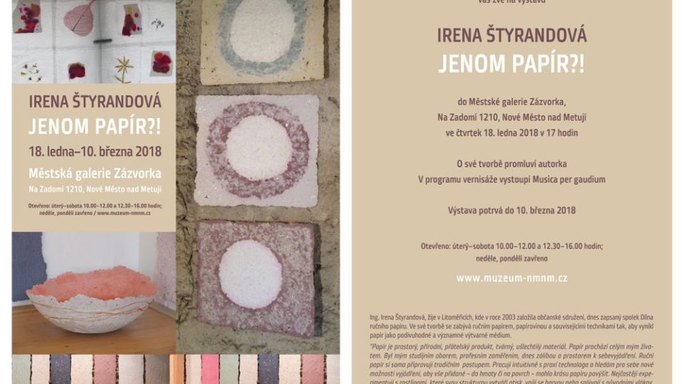 Nová výstava výtvarnice Ireny Štyrandové nazvaná JENOM PAPÍR?!