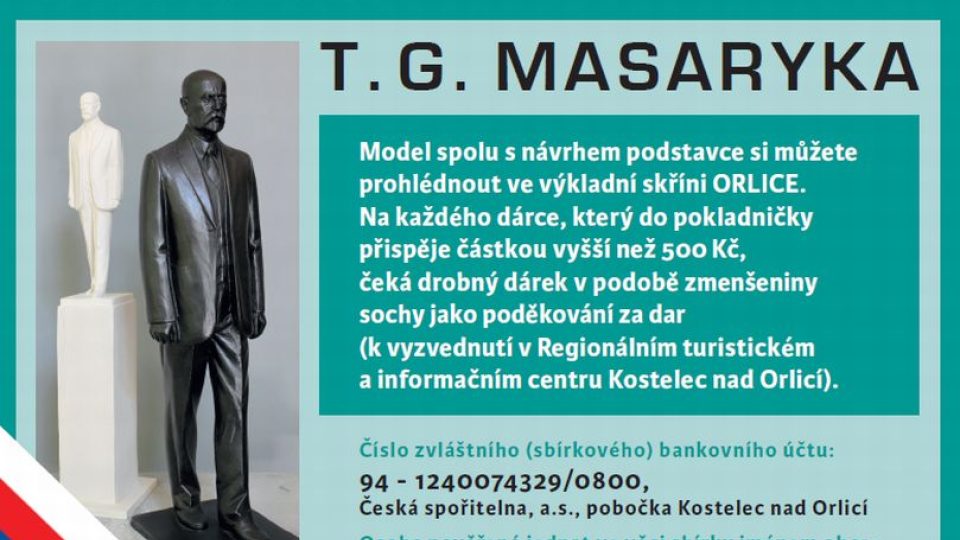 Sbírka na sochu TGM pro Kostelec nad Orlicí
