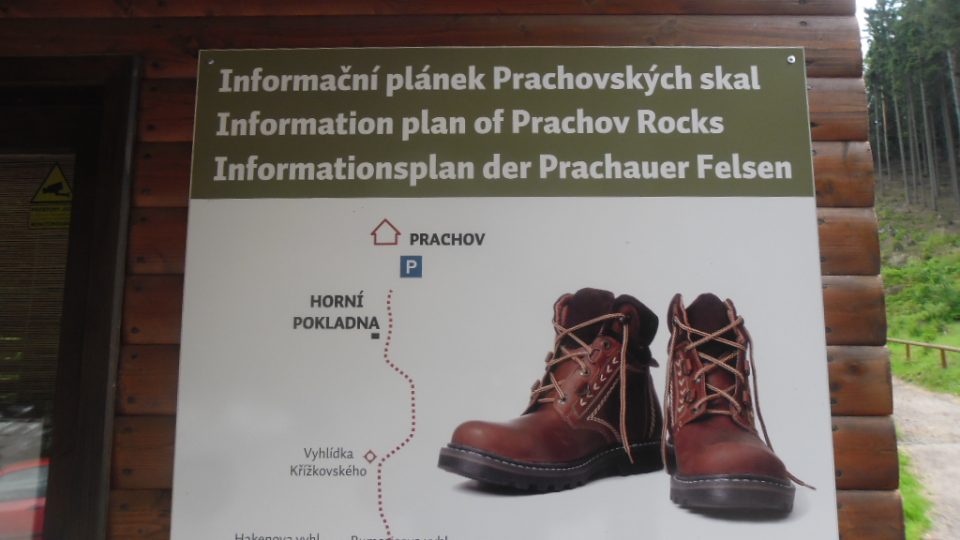 Prachovské skály - info plánek pro příchozí