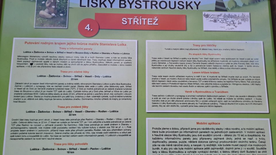 Jeden z panelů naučné stezky | foto: Dita Vojnarová, Český rozhlas Jeden z panelů naučné stezky