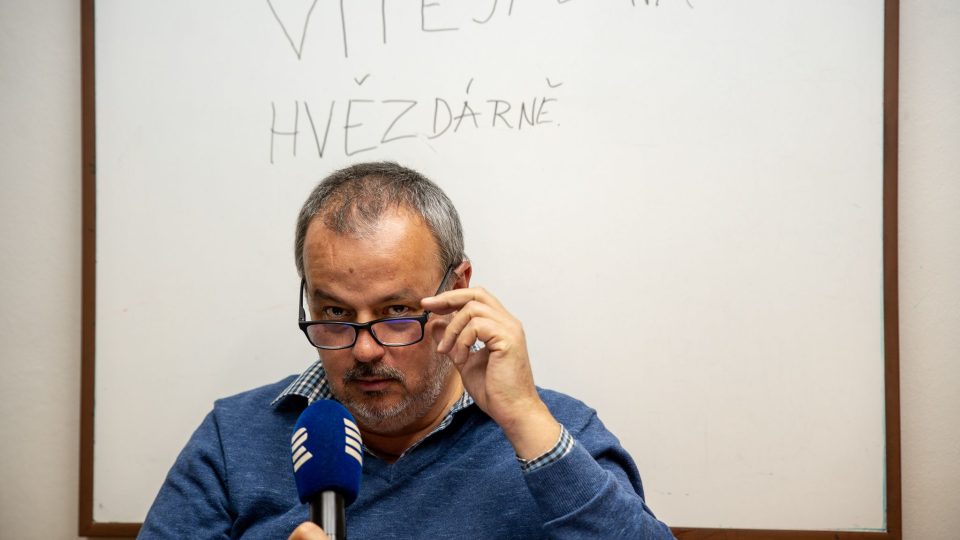 Jiří Dušek na hvězdárně | foto: Michal Okleštěk Jiří Dušek na hvězdárně