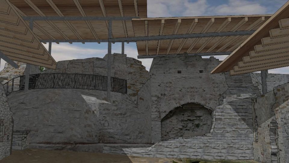 Vizualizace obnovy zříceniny hradu Vízmburk na Trutnovsku