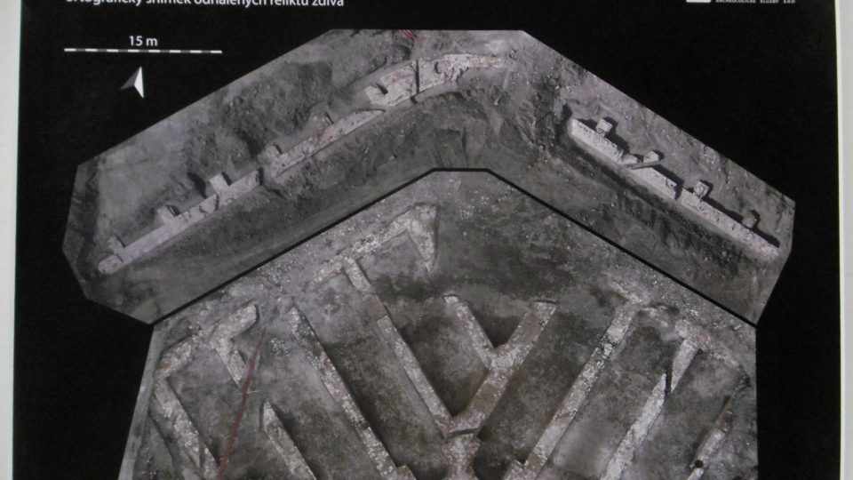 Gayerova kasárna - ortografický snímek odhalených reliktů zdiva