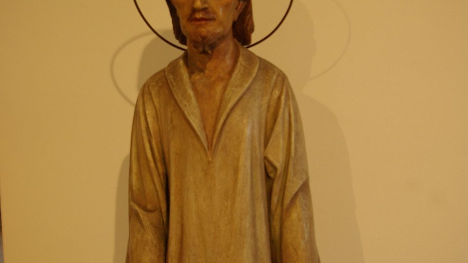 Kristus ze sady apoštolů pro staroměstský orloj, polychromovaná dřevořezba