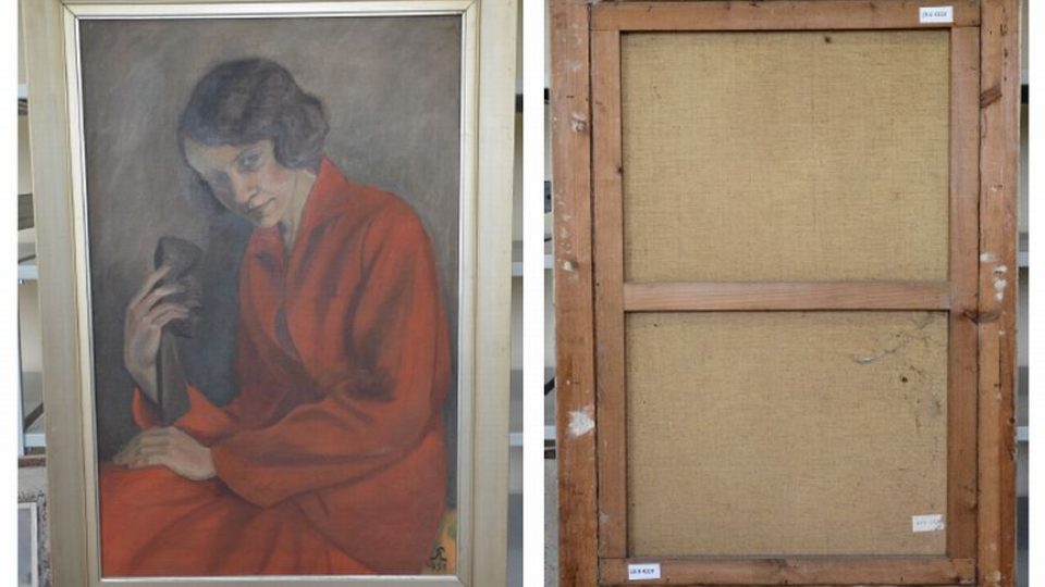 Sbírka obrazů Věry Jičínské ve Vlastivědném muzeu v Dobrušce - obraz před restaurováním