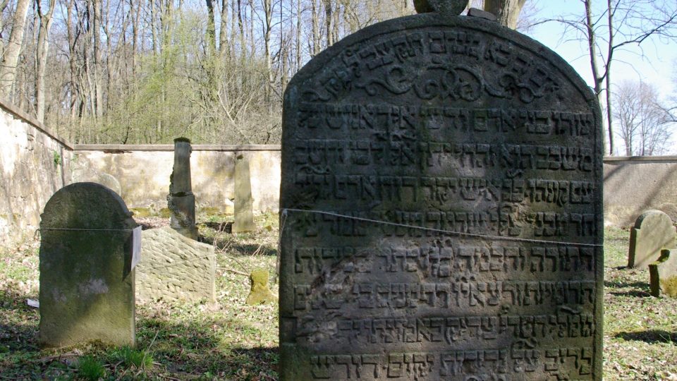 Hebrejské texty na  vybraných náhrobcích si návštěvníci hřbitova mohou přečíst  v překladu do českého jazyka  Foto Vlaďka Wildová.JPG
