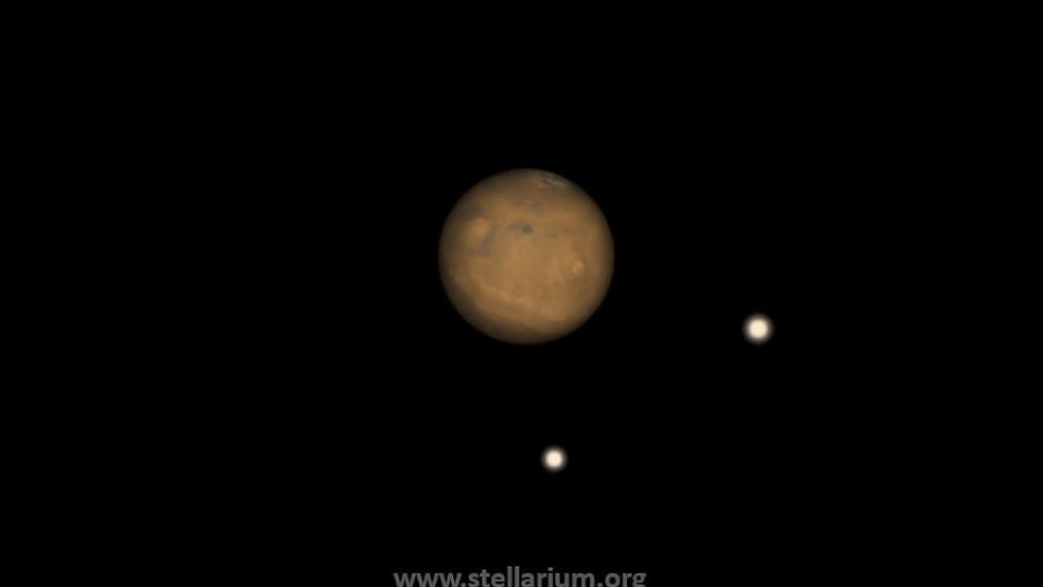 20. 2. 2027 - Mars nejblíže Zemi (tentokrát 101,4 Gm). (www.stellarium.org)