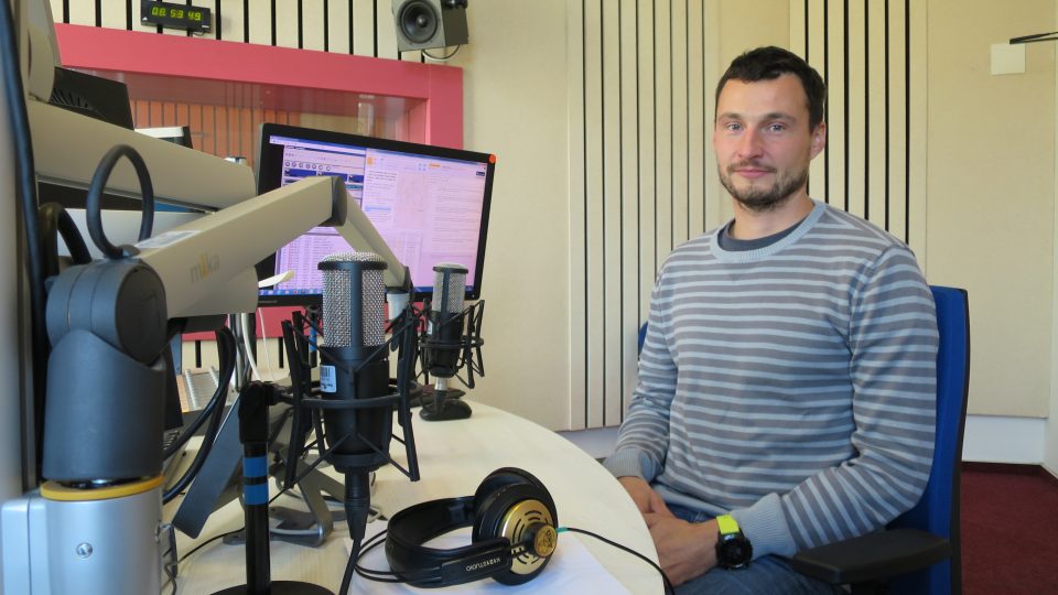 Ondřej Klymčiw ve studiu Českého rozhlasu Hradec Králové