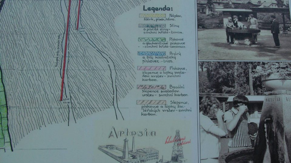Na informační tabuli návštěvník Jiráskova parku uvidí, jak vypadaly předchozí prameníky