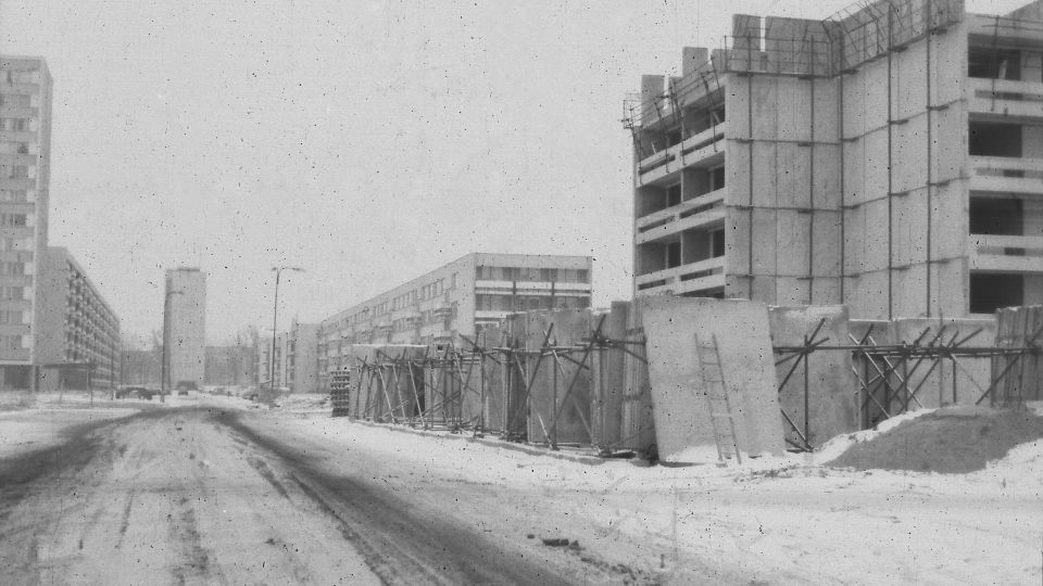 Výstavba věžáků v Jungmannově ulici, tzv. mrakodrapy (také HK), rok 1973-74