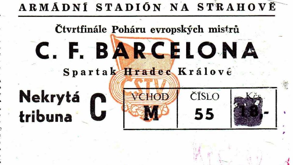 Vstupenka na domácí zápas s Barcelonou (15.3.1961)