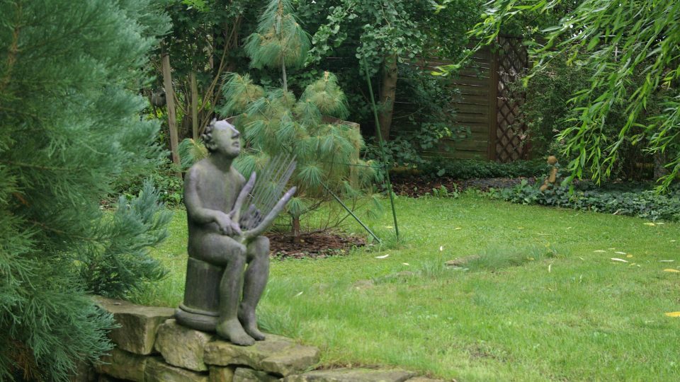 Majčin Orfeus hlídá vyvýšené místo se suchou zídkou na zahradě