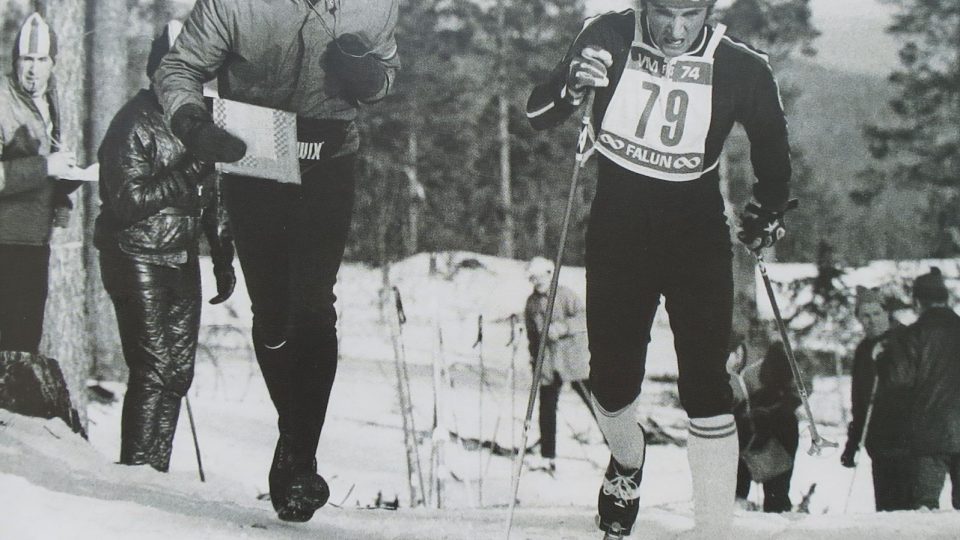 Stanislav Henych na Mistrovství světa ve švédském Falunu v roce 1974 na trati běhu na 15 km