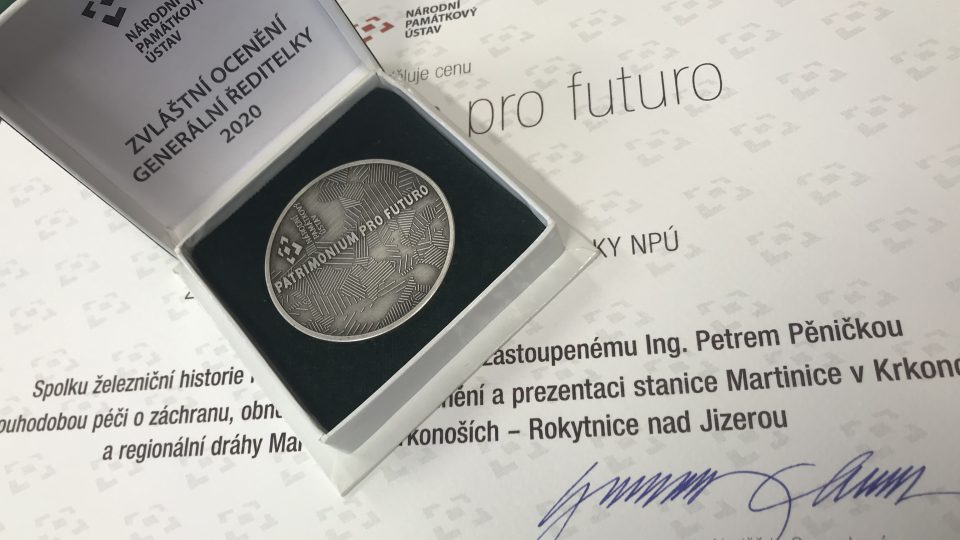 Patrimonium pro futuro 2020 - medaile pro Železniční nádraží v Martinicích