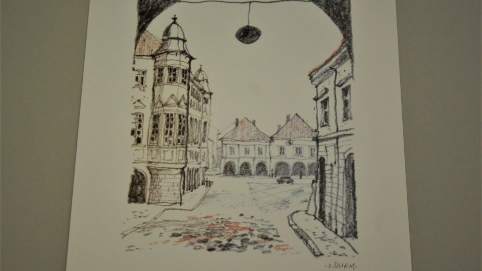 Charakteristický rukopis Zdeňka Šindlara zachycuje průchod pod Valdickou bránou v Jičíně