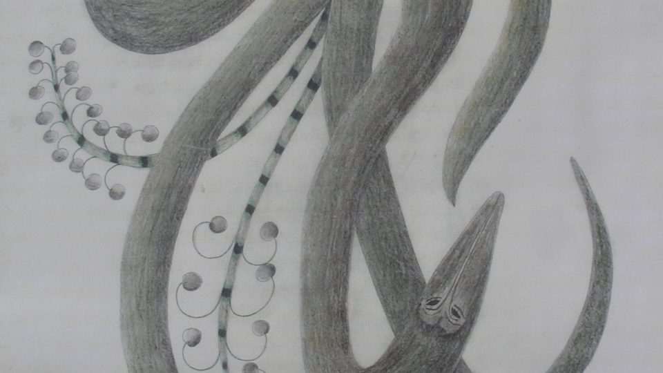 Kresba z původní medijní kolekce Josefa Tóna  v  expozici spiritismu  v podkroví novopacké klenotnice