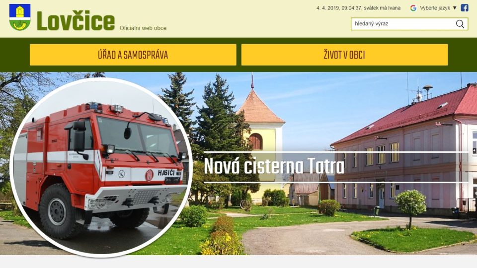 Webové stránky obce Lovčice na Chlumecku získaly ocenění Zlatý erb 2019