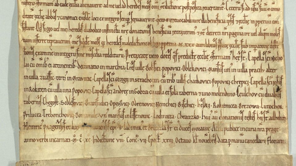 Zakládací listina louckého kláštera, 1190 | foto: archiv Martiny Bolom Kotari Zakládací listina louckého kláštera, 1190