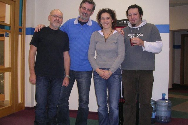 Zleva: Milan Poutník,  František Mifek,  Lucie Peterková a Tomáš Peterka. | foto: Milan Baják,  Český rozhlas