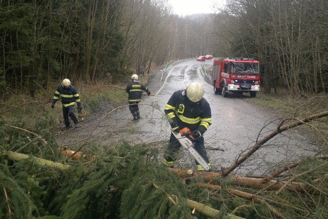Práce jihočeských profesionálních hasičů - pomoc při větrné kalamitě | foto:  HZS Jihočeského kraje