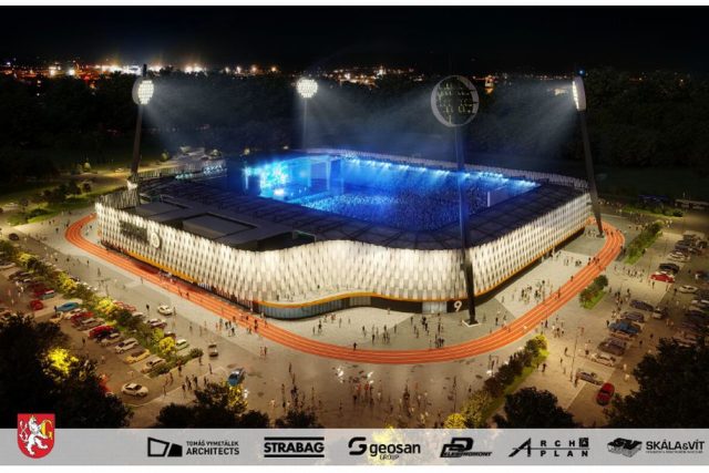 Vizualizace nového stadionu v Hradci Králové | foto: Strabag,  Geosan,  D & D Elektromont,  Ing. arch. Vymetálek