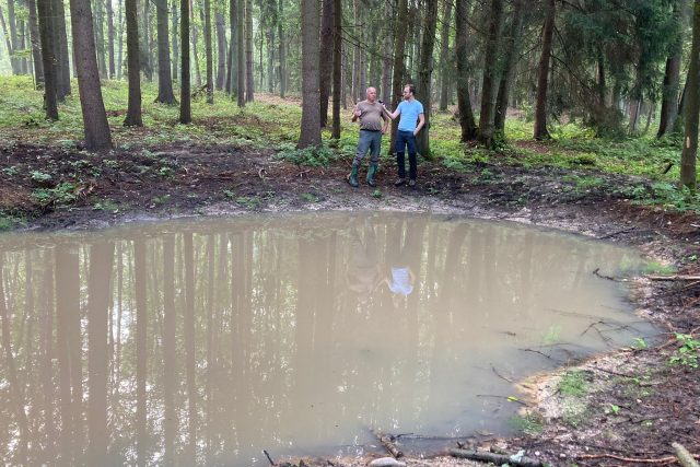 V Rasošském lese nedaleko Jaroměře dokončili lesníci na 20 prvků pro zadržení vody v přírodě | foto: Jakub Vik