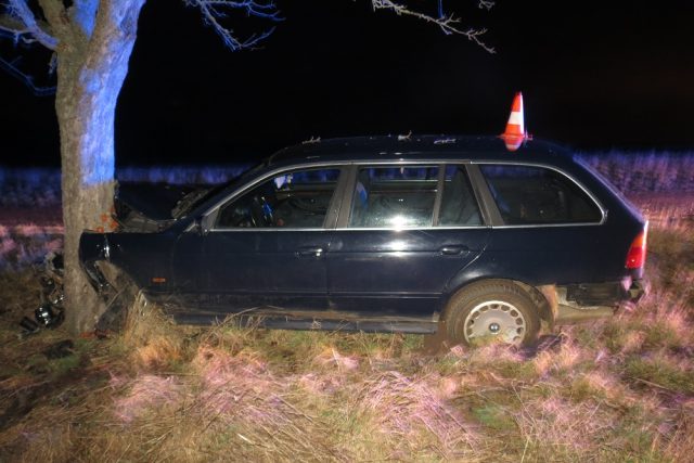 Hazardující řidička pod vlivem alkoholu sjela do příkopu a narazila do stromu | foto: Policie České republiky