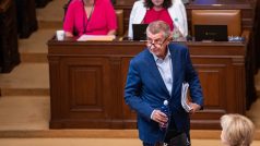 Andrej Babiš při jednání Poslanecké sněmovny ČR